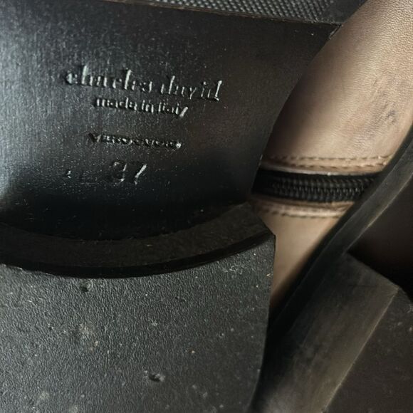 Charles David Italy Gray Leather Moto Boots Size 37 / excellent - Picture 9 of 10